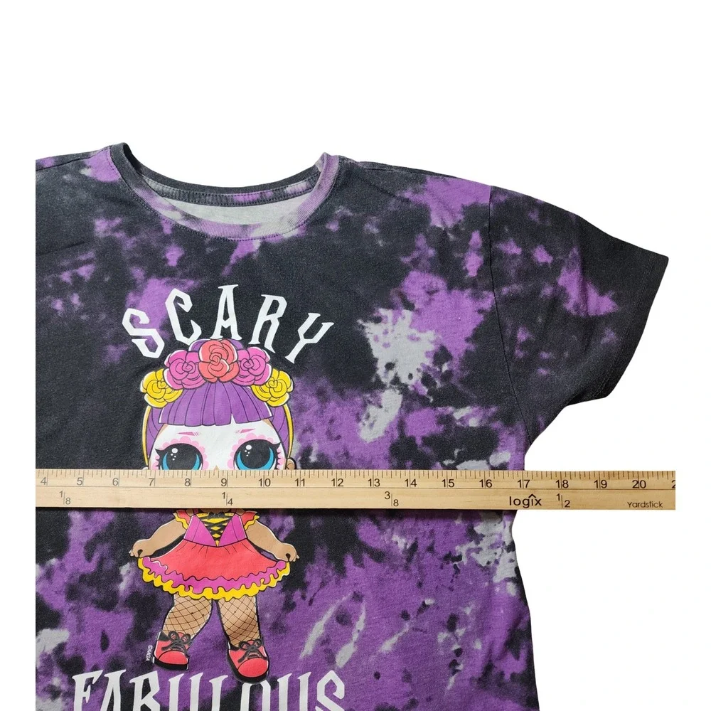 LOL Surprise Girls Scary Fabulous Tie Dye T-Shirt Purple Black‎ Size L 10/12